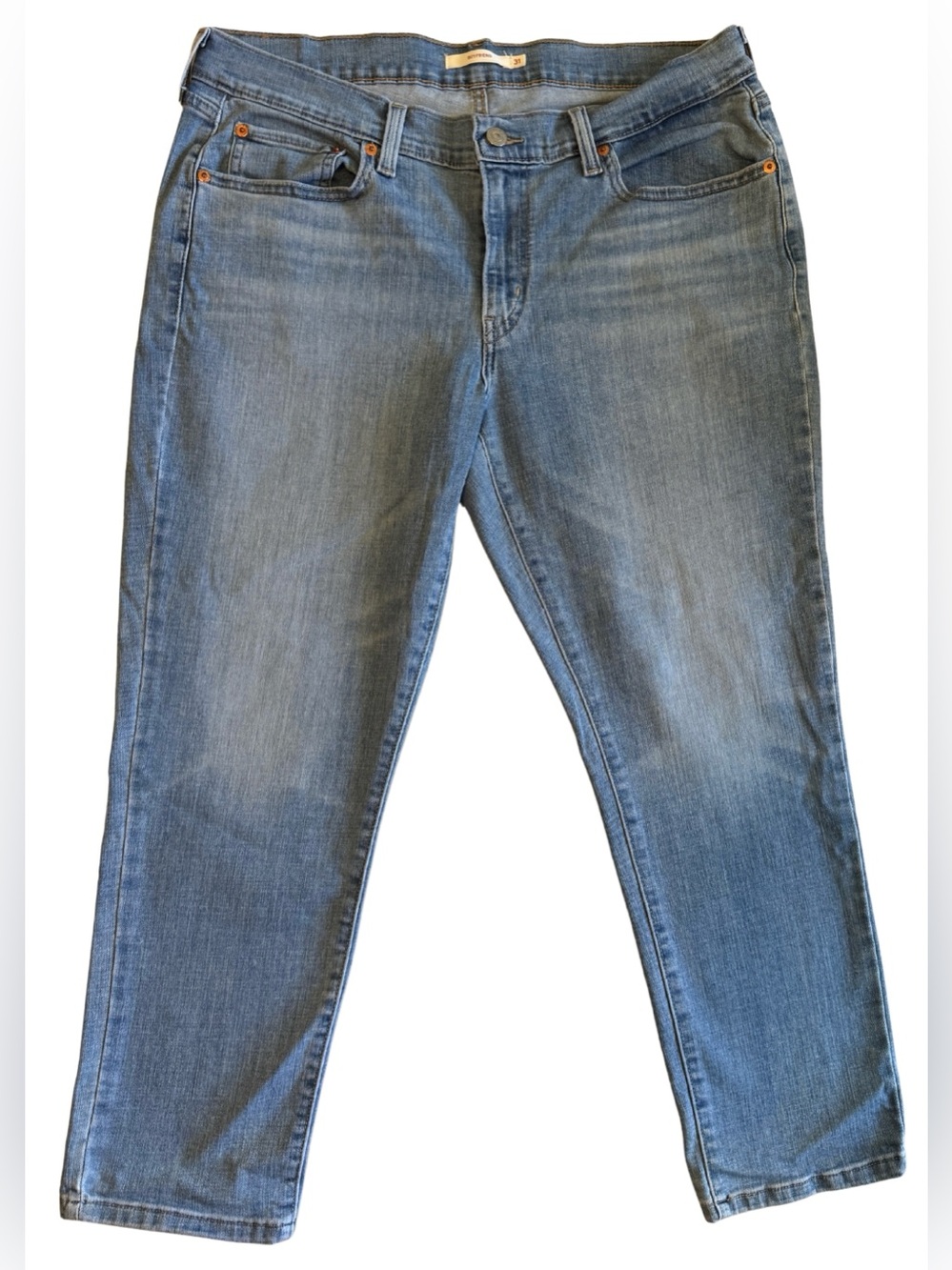 Levi’s Mid Rise Boyfriend Jeans Size 31 Blue Denim Stretch Straight Leg Y2K